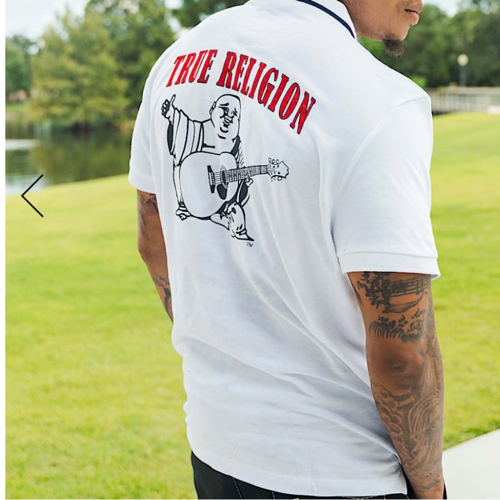 True Religion White Polo with Red Logo